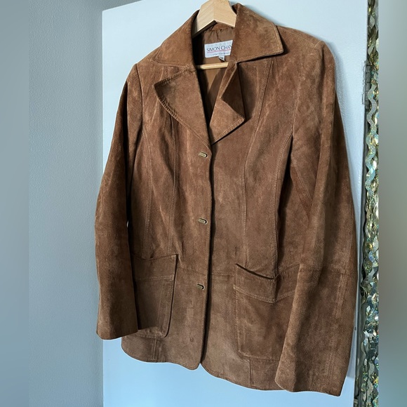 Simon Chang Brown Suede Blazer - Picture 5 of 14